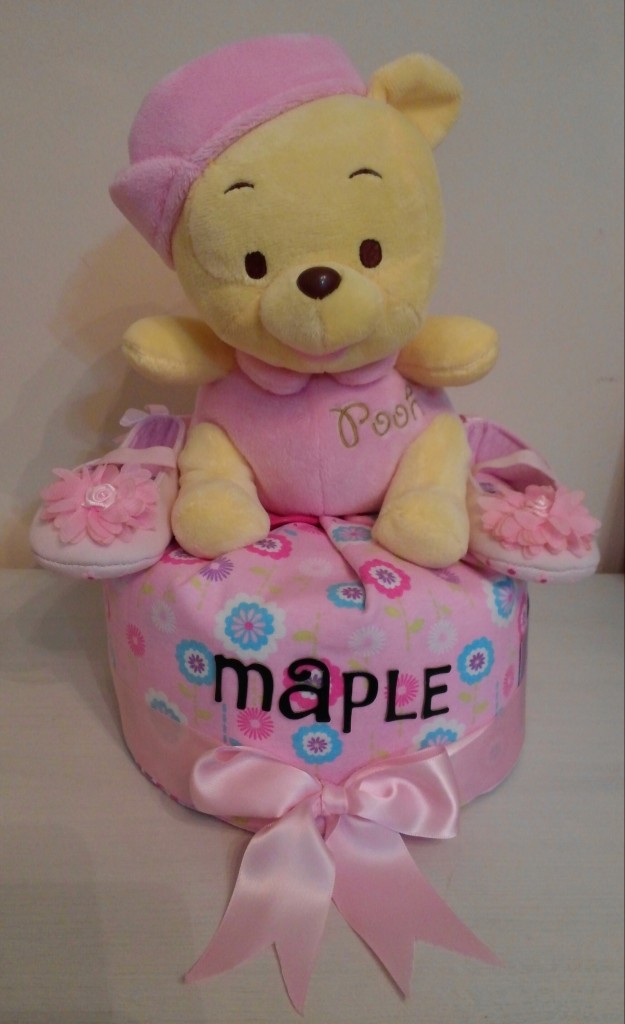 Single Tier Baby Girl Maple Diaper Cake 2