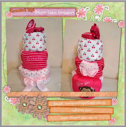 Three Tier Baby Girl  Andrea Diaper Cake 4