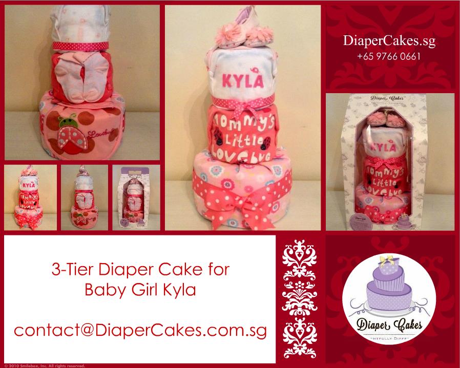 3 Tier Girl Diaper Cake Baby Gift Kyla 5