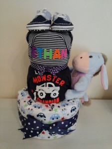 Baby Boy 3 tier Diaper Cake Baby Gift Ethan 1 Baby Boy 3 tier Diaper Cake Ethan 1