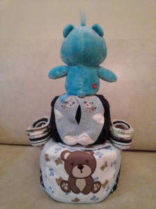 Blue Care Bear Baby Mika Diaper Cake 2