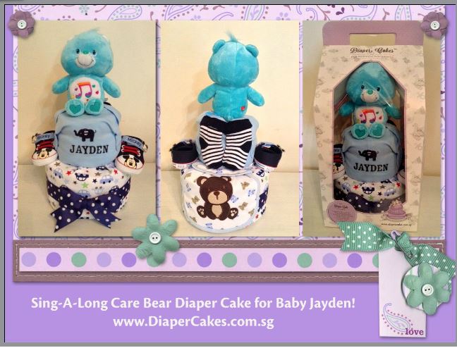 Blue Care Bear Diaper Cake Unique Baby Gift Singapore 5