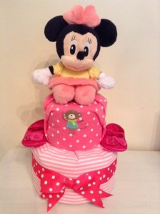 Minnie Mouse Baby Girl 2 Tier Diaper Cake 1