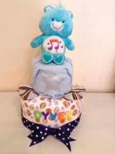 2-Tier Care Bear Dyven Boy Diaper Cake Baby Gift 1