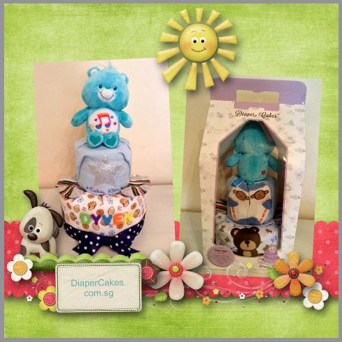 2-Tier Care Bear Dyven Boy Diaper Cake Baby Gift 5