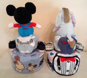2-Tier Diaper cake baby gifts twin boys 2
