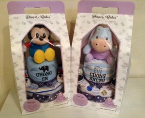 2-Tier Diaper cake baby gifts twin boys 3
