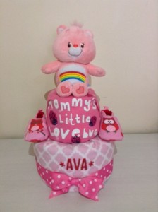2-Tier Rainbow Care Bear Diaper Cake Baby Ava