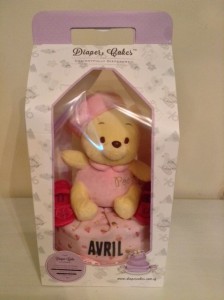 One Tier Pink Pooh Diaper Cake Baby Gift Avril 3