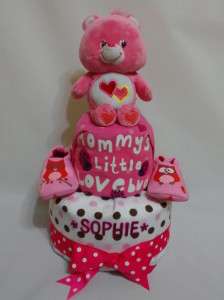 2 Tier -DiaperCakesSingapore-BabyGifts-LoveCareBear-Girl 1