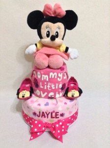 2-Tier- MinnieMouse-Diaper Cake-Baby Gifts Singapore- Girl 1