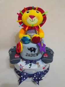 2-Tier-Orange-Lamaze- Lion-Diaper Cake-Baby Gifts Singapore- Boy-Jaden-1