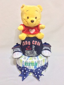 2-Tier- Winnie-The-Pooh-Diaper Cake-Baby Gifts Singapore- Boy-Rayyan-1