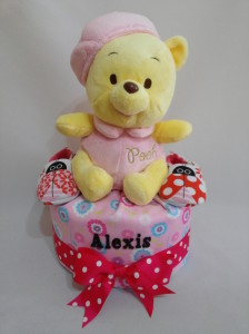 1 Tier -DiaperCakesSingapore-BabyGifts-WinnieThePooh-Girl-1