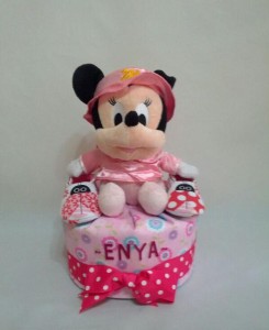 1-Tier-Minnie-Mouse-Diaper Cake-Baby Gifts Singapore- Girl-Enya-1