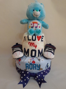 2-Tier-Blue-Care-Bear-Diaper Cake-Baby Gifts Singapore- Boy-Rory-1