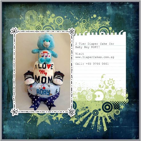 2-Tier-Blue-Care-Bear-Diaper Cake-Baby Gifts Singapore- Boy-Rory-5