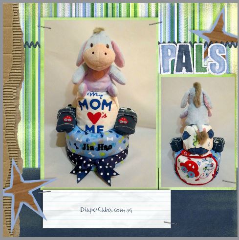 2-Tier-Eeyore-Diaper Cake-BabyGifts Singapore-Boy-Jiahao-5