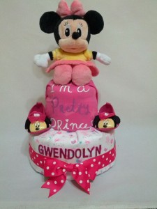2-Tier-Minnie-Mouse-Diaper Cake-Baby Gifts Singapore- Girl-Gwendolyn-1