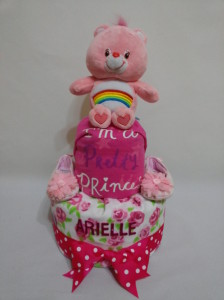 2-Tier-Rainbow-Care-Bear-Diaper Cake-Baby Gifts Singapore- Girl-Arielle-1