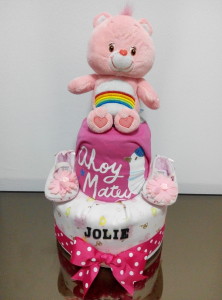 2 Tier -DiaperCakesSingapore-BabyGifts-RainbowCareBear-Girl-Jolie-1